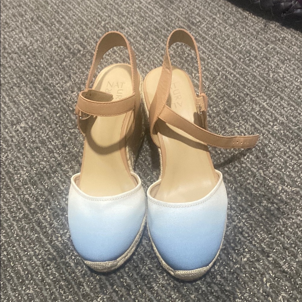 Women's Blue and Tan Espadrille Sandals